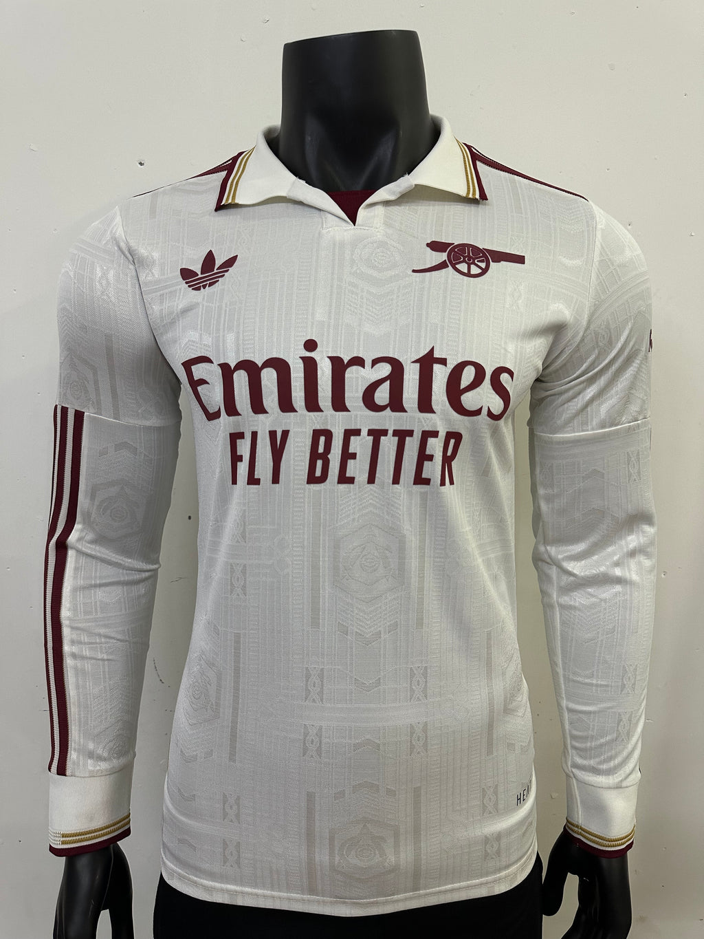 camiseta manga larga blanca del arsenal con cañon