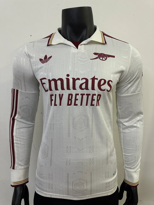 camiseta manga larga blanca del arsenal con cañon